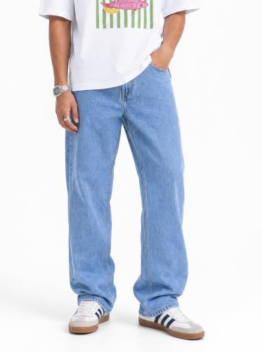 Buy Amazon Brand - Serve Men's Relaxed Straight Fit Jeans | 100% Cotton | Casual Denim (Denim 001-Light Blue-32) at Amazon.in - Image 6