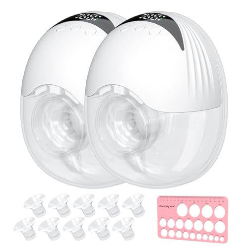 Image of Breast Pump Hands-Free, [4 Modes & 12 Levels] Double Wearable Strong Suction Pump, [Portable & Lightweight] Include 10PCS Flange Inserts 13/15/17/19/21mm & Nipple Ruler