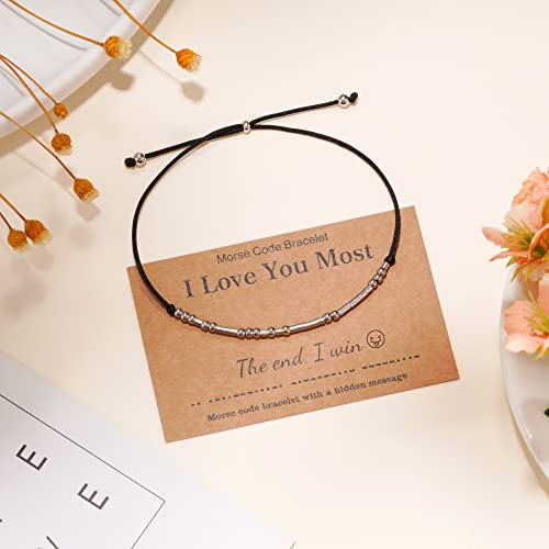 Tarsus I Love You Most Morse Code Bracelet Inspirational Secret Message Bracelets Cute Fathers Day Jewelry Gifts For Men Women Couples Boyfriend Girlfriend Him Her #TOP3