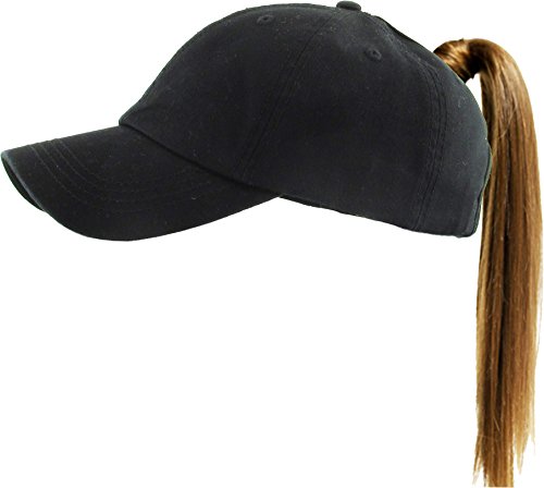Image of Classic Plain Ponytail Messy High Bun Headwear Adjustable Cotton Trucker Mesh Glitter Hat Baseball Cap