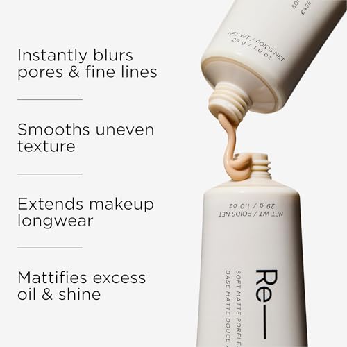 Image of HALEYS Beauty Re-fine Soft Matte Poreless Face Primer, Lightweight Makeup Gripping Base That Extends, Blurs Pores & Smooths Face Makeup, Longwear Make Up Primer with Vitamin C & E, 1 Oz