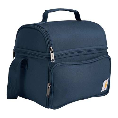 Image of Carhartt Insulated 12 Can Two Compartment Lunch Cooler, Durable Fully-Insulated Lunch Box, Navy