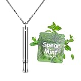 ASTOFLI Anxiety Breathing Necklace With Resistance: Mint Flavoured Breathlace Tube Breathing Necklace With Resistance Filter Calm Breathlace Stop Stress Necklaces Anxiety Relief Breathe Pendant Sliver