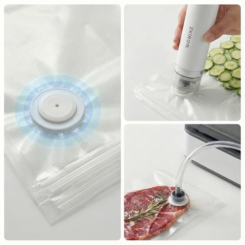 Image of ZKIRON Small Reusable Vacuum Sealer Bags for Food, 20 Pack | 7 x 10 in, BPA-Free, Leakproof Double Zipper, Lunch Size, Freezer, Microwave & Sous Vide, Fits Most Vacuum Sealers