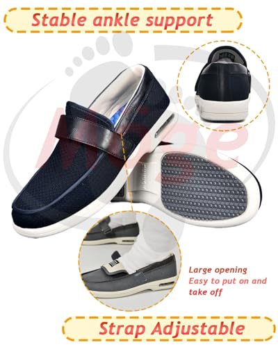 Mens Lightweight Shoes Walking Extra Wide Fit Trainers Men's Orthopaedic Slip-On High Arch Support Toe Box Breathable3