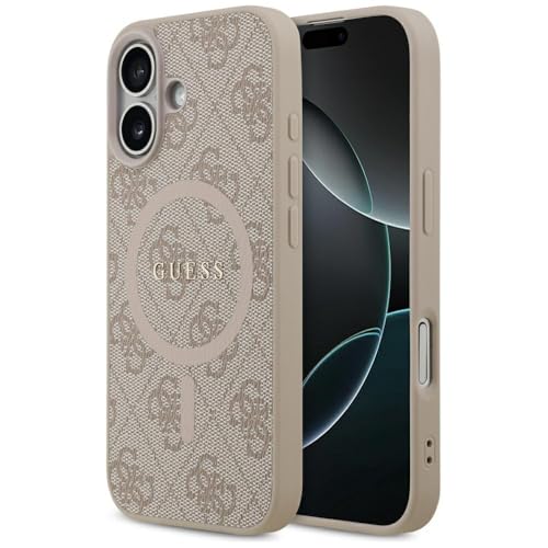 CG MOBILE Guess 4G Ring Classic Logo Compatible avec MagSafe Coque pour iPhone 17 (Rose)