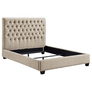 Coaster Home Furnishings Chloe Transitional Fabric Upholstered Eastern King Size Panel Bed Frame 53 inch Headboard Oatmeal 300007KE