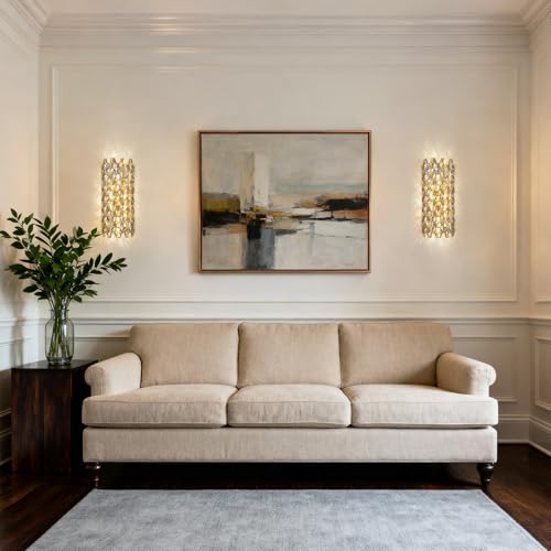 Image of Crystal Wall Sconces,Modern Gold Wall Light Fixtures,Luxury Indoor Wall Lamp,Vanity Wall Mount Lamps for Living Room,Bedroom,Bathroom,Bedside,Hallway,Stairway