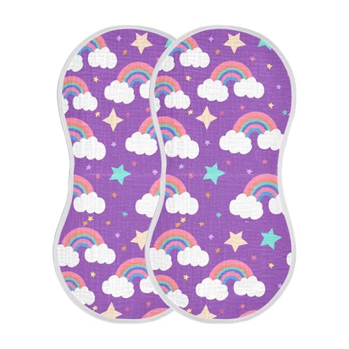 xigua Playful Clouds Muslin Baby Burp Cloths Set of 1, Super Soft & Absorbent Burping Rags, Cotton Burp Clothes Shower Gift for Newborn, Baby Girls and Boys2