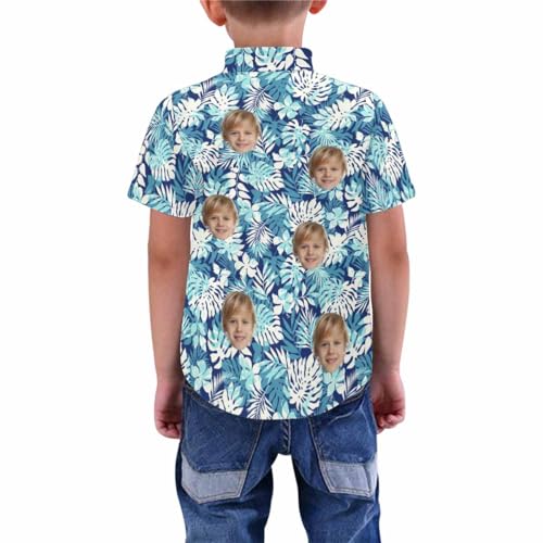 Boys Hawaiian Shirts Custom Face Tropical Floral Boys Button-Down Shirts Short Sleeve Personalized Photo Boys Beach Shirts2