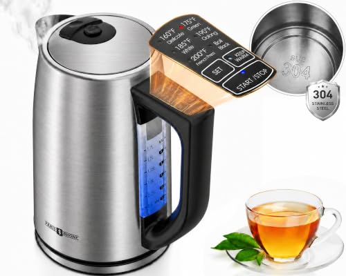 Image of 1.7L Electric Tea Kettle, 6 Precise Temperature Presets Stainless Steel Electric Kettle Temperature Control,1500W Fast Boiling Hot Water for Oolong & Green Tea with Strix Control
