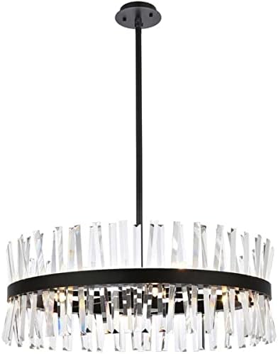 Elegant Lighting Serephina 32" Round Iron Crystal Chandelier Light in Black