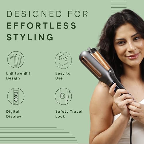 Image of WINSTON Professional Hair Waver for Women - Adjustable Ceramic Wave Barrels (18mm /22mm /26mm), Instant Heat with LCD Display, Deep Waver Curler Machine for Frizz-Free Beach Waves