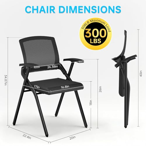 Image of 50 Pack Foldable Office Chair with Mesh Back,Stackable Conference Room Chair,Office Folding Chair,Conference Room Chair, Office Guest & Reception & Meeting Chair (Foldable Chair - Standard)