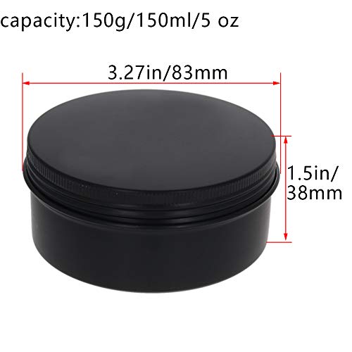 Image of Othmro 10pcs 5.1oz Black Aluminum Tin Cans with Screw Lid, 83 * 38mm (DxH) for Salve, Spices, Lip Balm, Tea or Candies 150ml