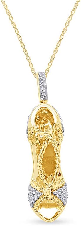 SAVEARTH DIAMONDS 1/5 ct.t.w Round Cut Lab Grown Diamond Shoe Pendant Necklace In 14k Gold Over Sterling Silver, 18" Chain (0.20 Cttw, G-H Color, VS-SI Clarity)
