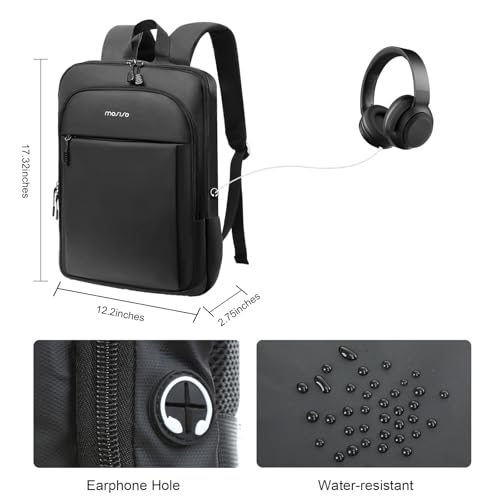 MOSISO Laptop Backpack for Men, Slim Lightweight Compact Computer Backpack for College Work Business Office Travel, 15.6 inch Waterproof Commute Laptop Bag Casual Daypack with Luggage Strap, Black4