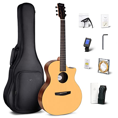 Enya Guitare acoustique 41″ pour adulte Full Size GA Cutaway Acustica avec kit d’accordeur, sangle, gigbag, médiators, clé de réglage, chiffon de nettoyage, capodastre et cordes - Les Beatles, Paul McCartney, John Lennon, RIngo Starr, George Harrison Enya Guitare acoustique 41" pour adulte Full Size GA Cutaway Acustica avec kit d'accordeur, sangle, gigbag, médiators, clé de réglage, chiffon de nettoyage, capodastre et cordes
