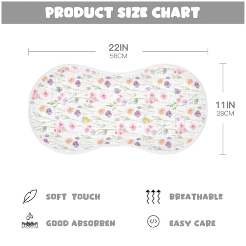xigua Wildflowers and Leaves Muslin Baby Burp Cloths Set of 4, Super Soft & Absorbent Burping Rags, Cotton Burp Clothes Shower Gift for Newborn, Baby Girls and Boys4