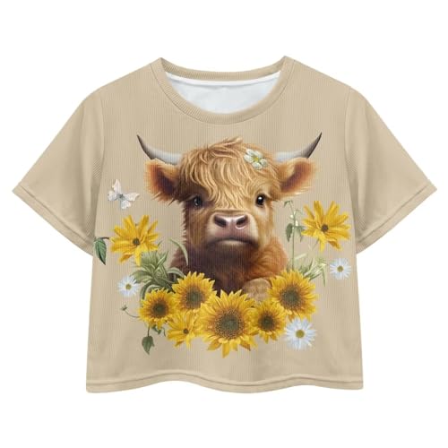 Image of Kids Crop Top Short Sleeve T-Shirts for Girls Size 5-14