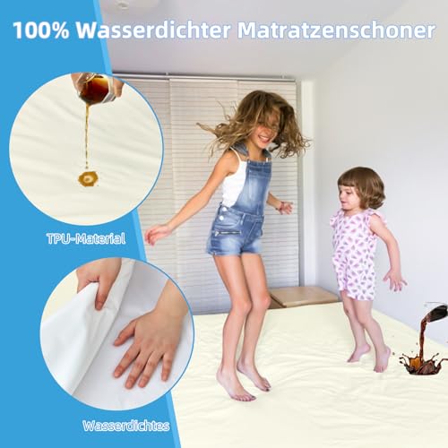 Sábana bajera transpirable e impermeable beige para cama de 120x200 4