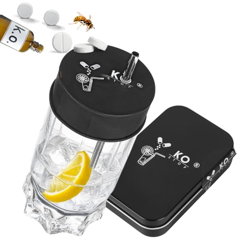Ko Stop® Tapas protectoras desechables para bebidas, 5 unidades, protección contra gotas de K.O, insectos y píldoras, color negro, de látex de caucho natural, con orificio para pajita – Funda para