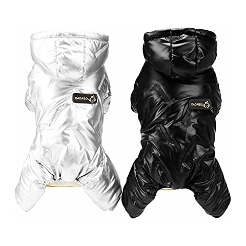 Forestpaw Winter Hooded Dog Coat Warm Waterproof Puppy Down Jacket, Lightweight Outdoor Padded Pet Vest, Windproof Snowsuit Cold Weather Apparel Clothes for Small Dogs,Black Cover