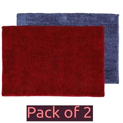 Image of Anti Skid Doormats for Home and Office Entrance Living Room and Bathroom Mats | Entrance Door Mats for Home and Office Entryway. (Pack of 2 (Solid Red-Blue), 20x32)