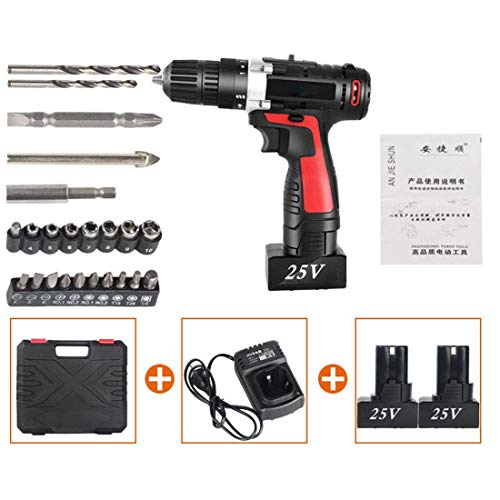 Zwei-Gang-Einstellung Schlag-Akku-Bohrschrauber-Set, Schnellladegerät, LED-Leuchten, professioneller, industrieller, aufladbarer Akku-Bohrschrauber, stufenloser Geschwindigkeitsschalter, Sch