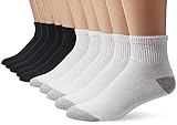 Gildan Men's Ankle Socks (10 Pair Pack), Black, White, Shoe Size: 6-12