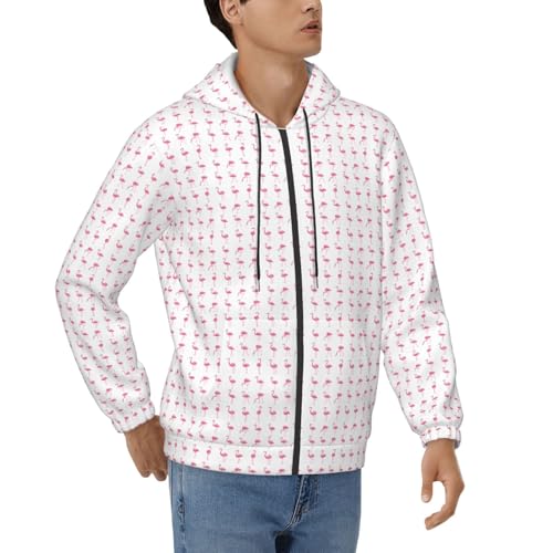 Sweat à capuche décontracté pour homme imprimé blanc et rose
