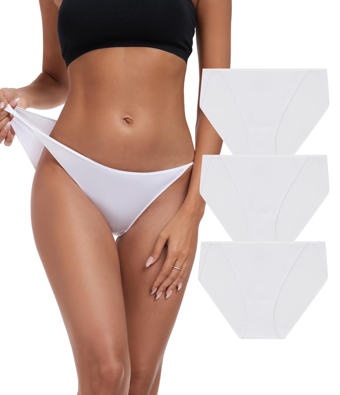 ANLIQI Women’s High Cut String Bikini Underwear Soft Modal Low Rise No Show Panties Plus Size Bikini Panties Multi Pack