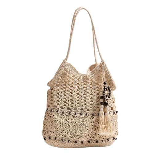 Sac à main à bandoulière grande capacité doté de pompons et d'un volume spacieux