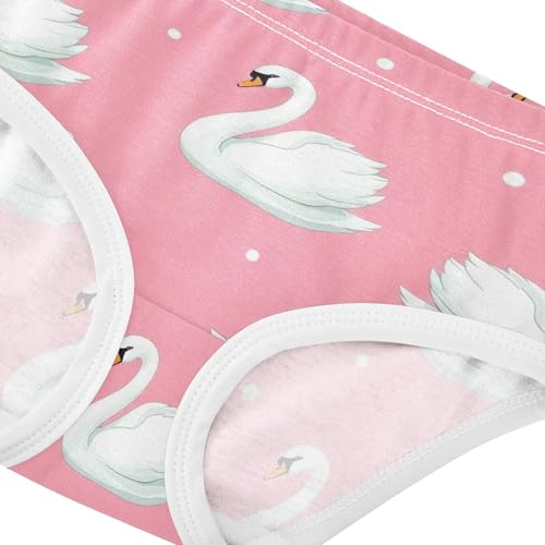 Toddler Underwear Floral 2t Cotton Panties for Girl Durable Undies Kids Briefs Elegant White Swans Pink4