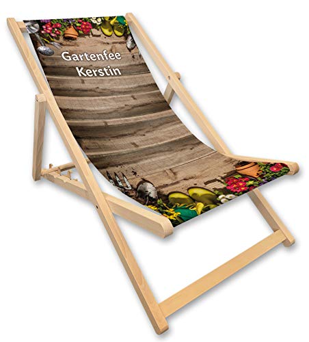 Unikatolo Liegestuhl mit Name, Garten, Blumen, Holz, Landhaus,...