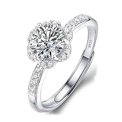WQEDVN Moissanite Rings for Women, Moissanite Engagement Rings, Adjustable Rings for Women, for Anniversary Valentine's Day(1ct)