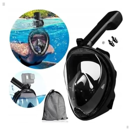 Máscara de Mergulho Com Snorkel e Suporte Para Câmera Gopro Hero de Ação Protege a Face (Preto, G/GG)