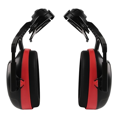 HEARMOR Protección auditiva para casco, orejeras para casco forestal con visera y casco de motosierra, rojo, Talla única