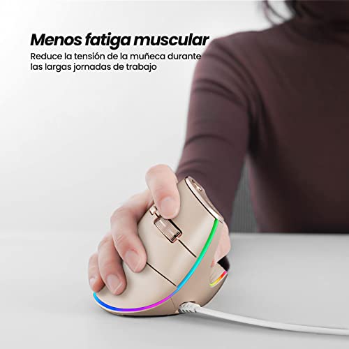 Ratón vertical con cable Nulea con diseño ergonómico de alta precisión y USB, rosa 2