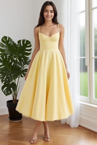 Satin Prom Dress for Women Sweetheart Neck Spaghetti Strap A-Line Corset High Waist Formal Evening Gown2