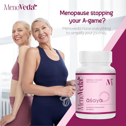 Image of Menoveda Asaya Menopause Support Supplement for Women - 60 Tablets (Pack of 2) | Skin, Hair & Nail Health with Hormone Balance Support | Perimenopause & Menopause Vitamins for Dermal Health & Feminine Wellness