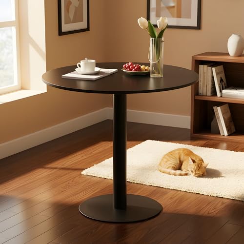 buybyroom Table Ronde Salle Manger Table a Manger Ronde Blanche für Küche, Esszimmer, Wohnzimmer und Büro für 2-4, 80cm, Noir