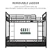 Jocoevol Metal LED Bunk Bed Twin Over Twin with 2 Storage Drawers, USB Charging Station, Industrial Bunkbeds Heavy Duty Bed with Safety Guardrail and Ladder, No Box Spring Needed, Black