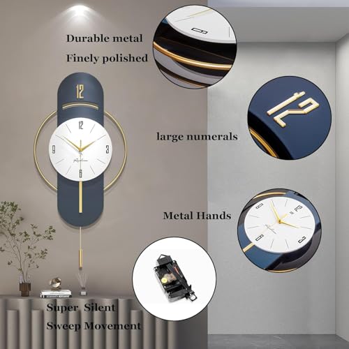 Image of RECTITUDE Large Silent Wall Clock Metal Decorative Wall Clocks 3D Modern Non-Ticking Silent Quartz Clocks for Living Room Home Kitchen Bedroom House Office Decoration Wall Decor for Indoor House