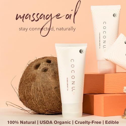 image for Coconu Organic Coconut Massage Oil for Couples - Edible Body Oil Safe 