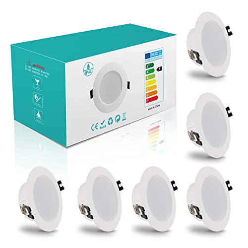 Spots Encastrables Led 220-240V Plats, Spots Led En Fonte D'aluminium 6W Lumière Naturelle 4000K Étanche IP44 Ensemble De 6 Spots De Plafond, Éclairage Encastré Pour Salon, Chambre Et Salle De Bains Cover