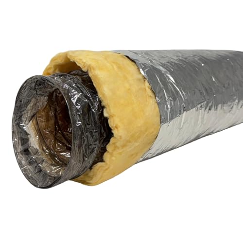 F&L Insulated Flexible HVAC Air Duct 8 10 12 14 Inch Heavy Duty Flex Ducting for AC Heating Cooling Ventilation Systems Residential & Commercial Use (8 in 25 FT)