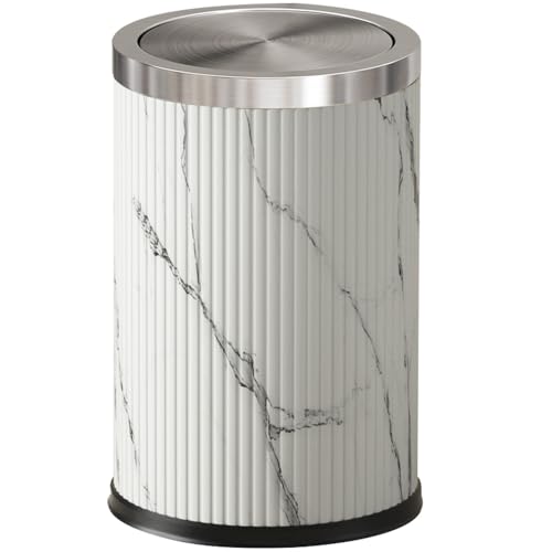 Image of 9L /2.3GAL Small Trash Can with Swing Lid,Fancy Gold Waste Paper Baskets for Bathrooms,Gold Small Trash Can for Bathroom,Bedroom, Powder Room,Office,Laundry Room (9L-Wash Painting)