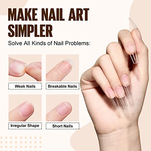 Tomicca Nail Tips And Glue Gel Kit - 500Pcs Coffin Soft Gel Nail Tips, Portable Uv Led Nail Lamp And 15Ml 4 In 1 Nail Glue Gel, Professional Acrylic Gel Nail Kit, Easy Diy Nail Art Extension Kit #TOP7