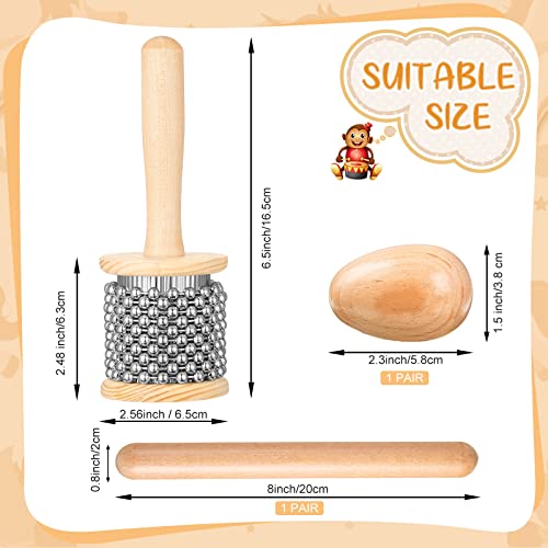 image for Nuanchu 5 Pcs Wooden Hand Percussion Instrument Set Mini Wooden Cabasa